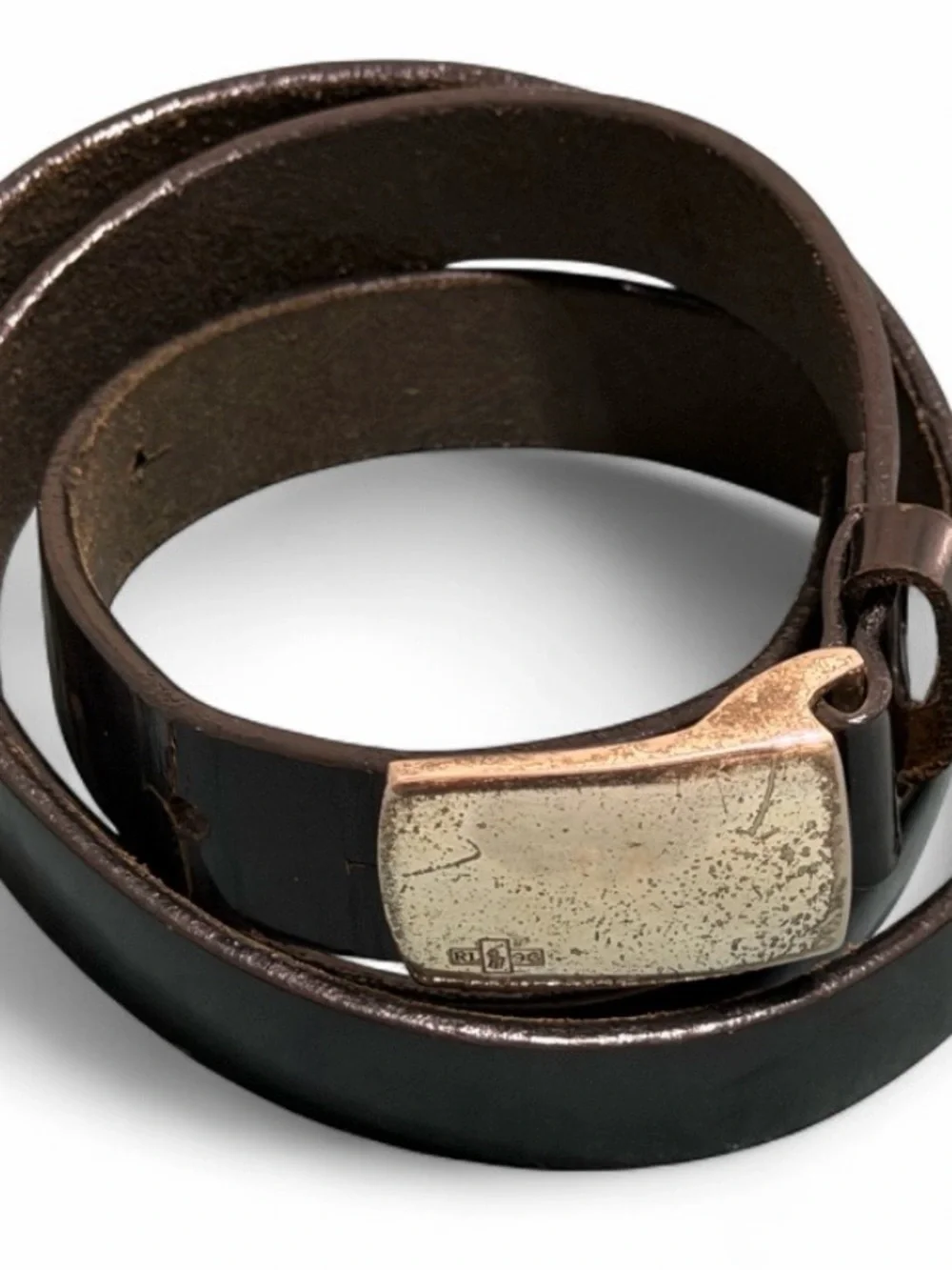 Vintage Ralph Lauren Black Leather RL Plaque Buckle Belt, UNISEX OLD MONEY VIBE
